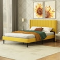 thumbnail image 6 of Unizone Modern Upholstered Wingback Platform Bed Frame with Headboard, Full, Yellow Velvet, 6 of 12