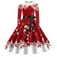 thumbnail image 3 of Vestidos de Verano Para Mujer Vestido de Navidad de Manga Larga Con Cuello Redondo y Lazo Vestido Elegante de Fiesta Con Cintura En A, 3 of 3