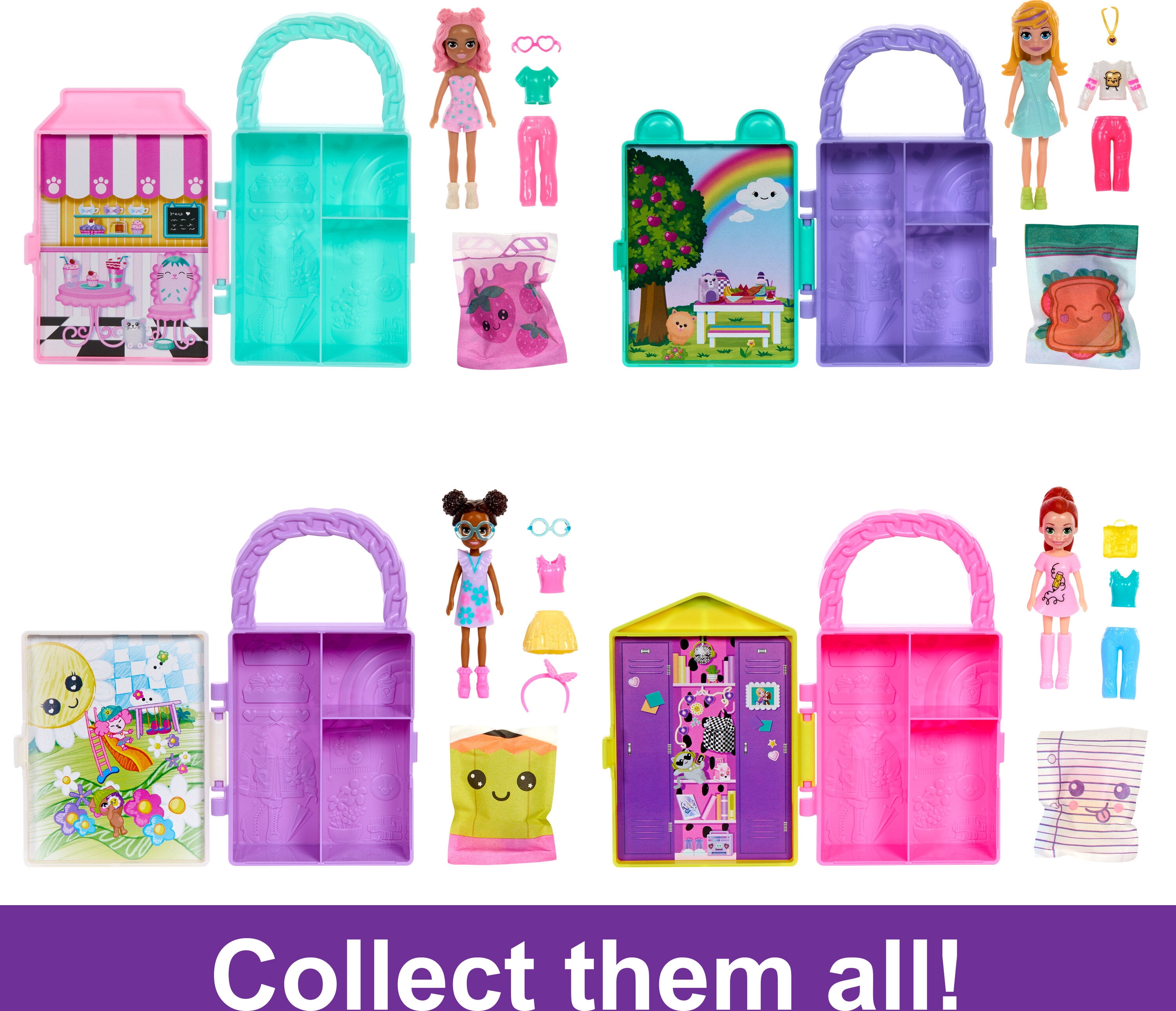 Polly Pocket Dolls & Playset, Lil’ Styles Travel Toy Collection with 3inch Doll, MultiColor  (图4)