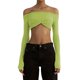 thumbnail image 3 of Sexy Casual Tops A Tipo Jersey transparente Camiseta con hombros descubiertos Top (Verde M) FLhrweasw Para estrenar, 3 of 9