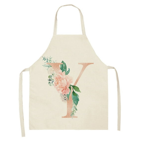 Letter A to Z Apron,Alphabet with Sunflower White Background Bib Apron with Adjustable Neck for Men Women,Suitable for Home Kitchen Cooking Waitress Chef Grill Bistro Baking BBQ Cobbler Apron