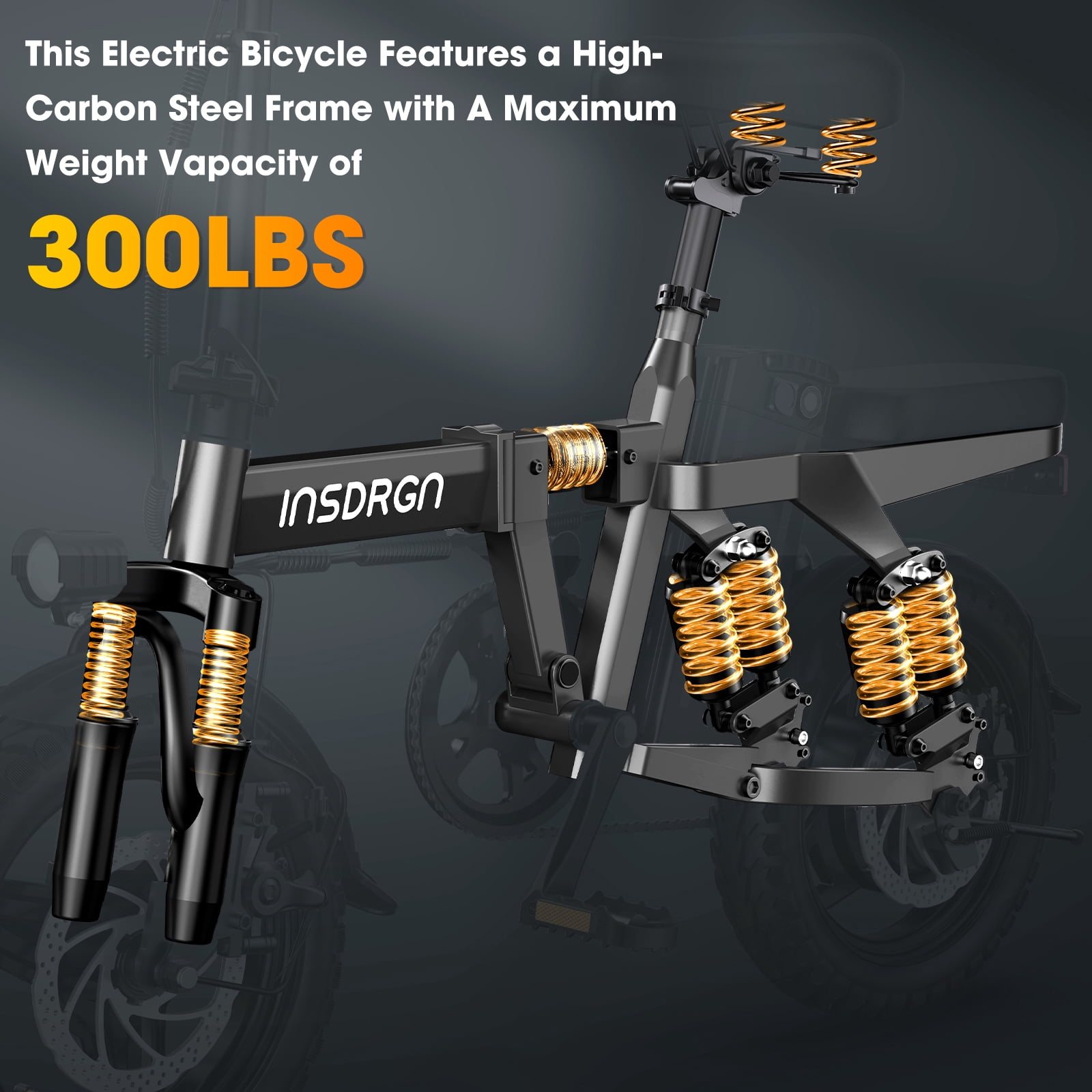 INSDRGN Folding Electric Bike for Teenager and Adults, 16AH 48V Battery 14" Electric Bike 1500W Peak Motor, 62 Miles Range, Mini Ebike for City Commuter, UL2849