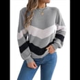 thumbnail image 1 of Suéter de Mujer, Informal, de Larga, Cuello Redondo, con Bloques de Color, de Punto. Gris M, 1 of 10