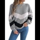 thumbnail image 1 of Suéter de Mujer, Informal, de Larga, Cuello Redondo, con Bloques de Color, de Punto. Gris M, 1 of 10