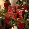 thumbnail image 6 of Clearance! Classic Red Christmas Wrapping Paper Roll, 17" x 118" Holiday Gift Wrap with Candy Canes, Jingle Bells & Tree Pattern for Xmas Presents, 6 of 7
