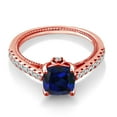 thumbnail image 2 of Gem Stone King 2.30 Ct Blue Created Sapphire White Created Sapphire 18K Rose Gold Plated Silver Ring, 2 of 6