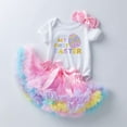 thumbnail image 4 of Gunia Baby Girl Easter Outfit Short Sleeve Letter Catrtoon Romper Tops Bowknot Tutu Skirt With Headbands 3Piece Set Beautiful Outwear 0-3 Months, 4 of 4