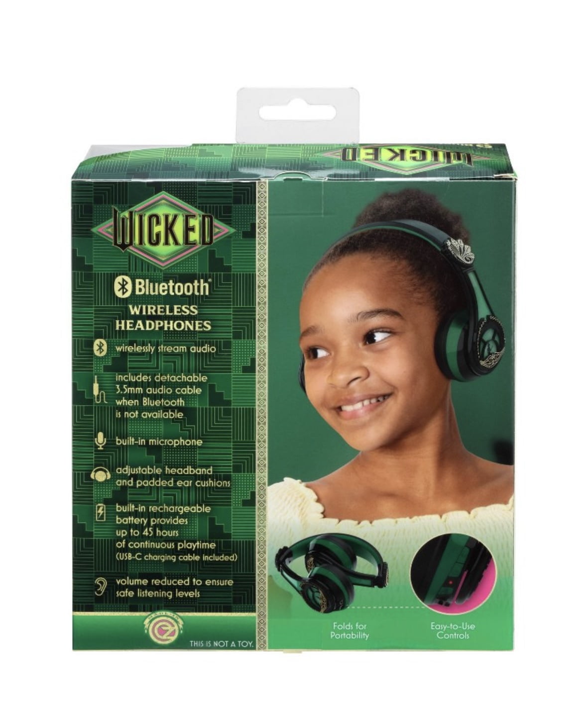 eKids Wicked Elphaba Bluetooth Headphones, Wireless with Mic, Kids
