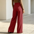 thumbnail image 4 of Miluxas Women's High Rise Wide Leg Trousers Pleated Front Business Casual Loose Straight Pants with Pockets Dress Pants for office Commute Wear Wine, 4 of 7