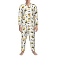 thumbnail image 3 of Naloa Bees And Rainbows Men’s Pajamas Set - Long Sleeve Button Down Sleep Shirt and Pajama Bottoms Sleepwear Set-X-Large, 3 of 7