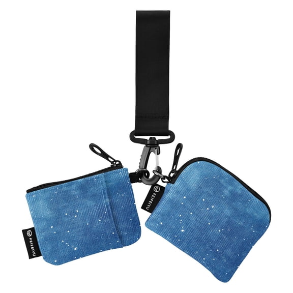 Portable Coin Purse Two 4.13x4.13 Iinches 4.13x3.5 Inches Wrist Coin Purse Keys Coin Purse Portable Women's Purse Pretty Blue