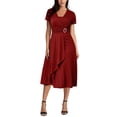 thumbnail image 1 of Gupgi Women's Pure Color Flimsy Dress, Knee Length Dress with Irregular Hem, 1 of 7