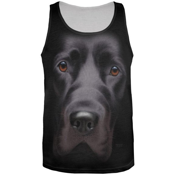Black Lab Dog Face All Over Adult Tank Top - 3X-Large