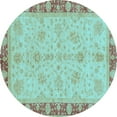 thumbnail image 1 of Ahgly Company Indoor Round Oriental Light Blue Traditional Area Rugs, 4' Round, 1 of 4