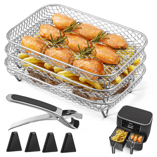 YEPATER Air Fryer Basket,Large Size Air Fryer Basket for Oven,15.6“ x 11.6“  Stainless Steel Air Fryer Pan and Crisper Tray with 30 PCS Parchment Paper