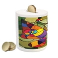 thumbnail image 2 of Butterflies Piggy Bank, Butterfly Wings Consisting of Twisted Lines Modern Abstract Design, Ceramic Coin Bank Money Box for Cash Saving, 3.6" X 3.2", Multicolor, by Ambesonne, 2 of 4