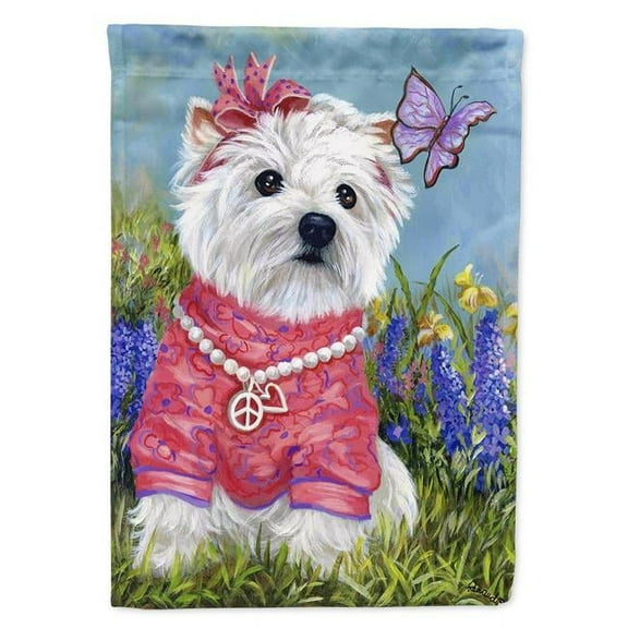28 x 0.01 x 40 in. Westie Springtime Canvas House Flag