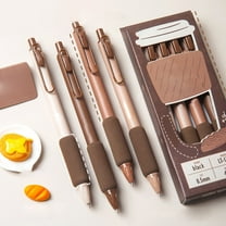 Meiiso 4-Pack Coffee Pattern Gel Pens, 0.5mm ST Nib Writing Pens, Stàtí○ñér'y Funny Ballpoint Pen Learners 6ml