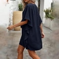thumbnail image 6 of Gamivast Swim Dress for Women Short Flutter Sleeve V-Neck Textured Shift Beach Dress Loose Fit Solid Tunic Dress Vacation Pool Cover Up Summer Holiday, 6 of 6