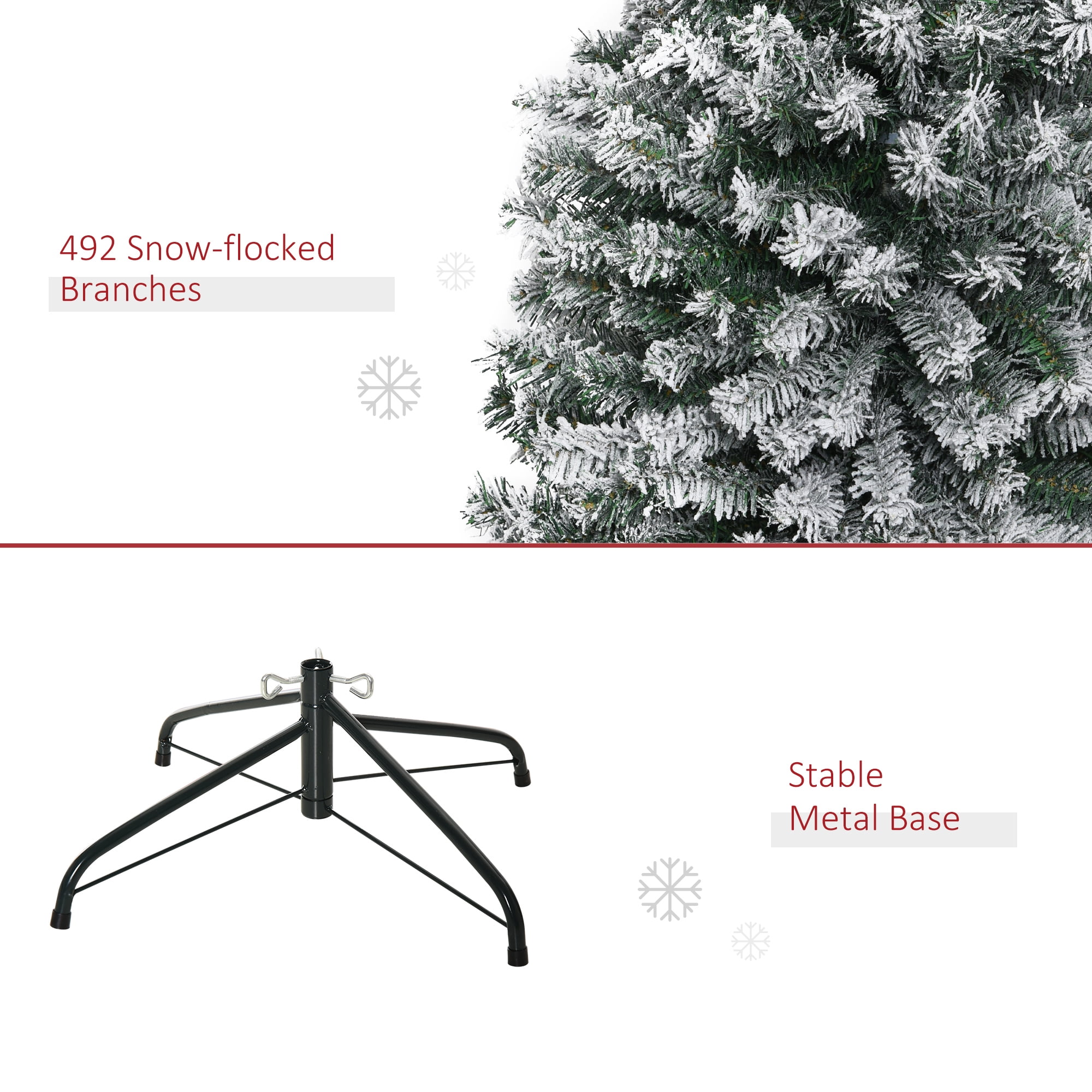 6' Tall Unlit Snow-Flocked Slim Artificial Christmas Tree with Realistic Branches and 492 Tips