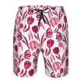 thumbnail image 3 of Honeii's Tulips Flowers Print Men's Casual Shorts with Drawstring，Swim Trunks Quick Dry Beach Shorts, 3 of 5