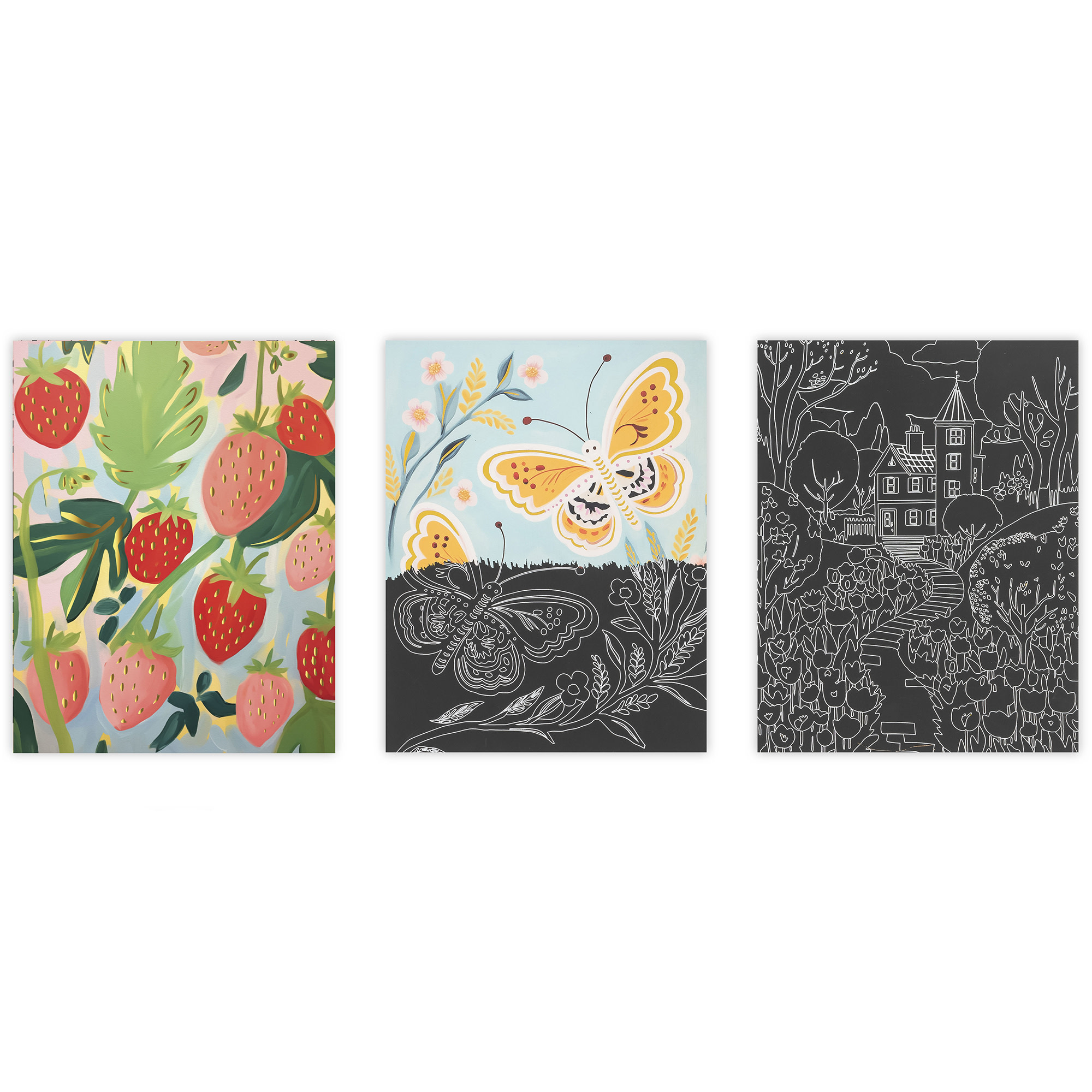 Brea Reese: Scratch Art Paper Pad - Ethereal Summer - 6 Designs, Guided Art, Metallic Accents, Stylus & Brush, Perforated 9x12" Pages, DIY Adult Craft