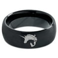 thumbnail image 2 of Tungsten Yin Yang Mythical Unicorns Band Ring 8mm Men Women Comfort Fit Black Dome Brushed Polished, 2 of 4