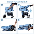 thumbnail image 5 of SuperDeal Folding Pet Stroller for Small Dog Cat, 4 Wheels Breathable Pet Carrier W/Cup Holder & Basket, Sky Blue, 5 of 11
