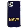 thumbnail image 1 of DistinctInk Clear Shockproof Hybrid Case for iPhone 11 Pro (5.8" Screen) - TPU Bumper, Acrylic Back, Tempered Glass Screen Protector - Yellow Navy - Show Your Support for the Navy, 1 of 2