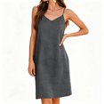 thumbnail image 2 of ClodeEU Women's V Neck Sleeveless Slip Dress, Casual Spaghetti Strap Midi Dress Gray,Women's Plus M, 2 of 7