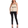 thumbnail image 2 of INSPIRAR CHIC Blusas de Verano para Mujeres con Tirantes Ajustables y Sin Mangas, con Contraste en el Peplum, Talla L, Color Albaricoque, 2 of 6