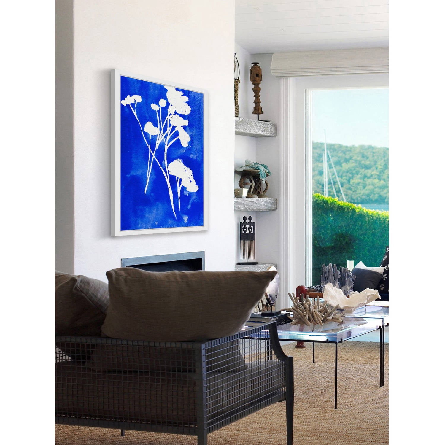 "Cyan Watercolor" Framed Painting Print