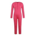thumbnail image 6 of UoCefik Long Sleeve Ribbed Thumbhole Bodycon Tummy Control Zip Front One Piece Full Bodysuit Hot Pink XL, 6 of 6