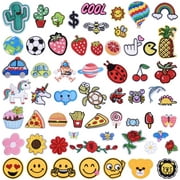 60 Pieces Iron-On Patches Cute DIY Clothing Patches Stickers Children Iron-On Patch Stickers Jeans Clothing Patches Plants Animals Cartoon