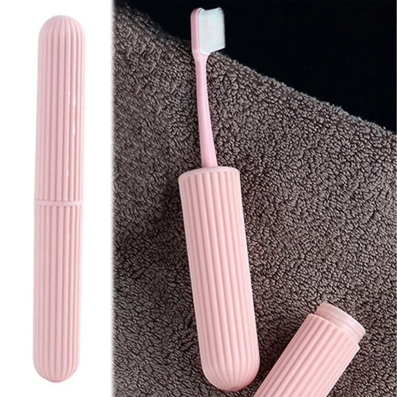 Cozival Portable Toothbrush Case - Travel Toothbrush Holder - Hard Shell Tube Cover for Guard - Keeps Bristles Clean & Hygienic - Perfect for Traveling, Camping, Business Trips & Home Storage, Pink