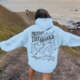 thumbnail image 2 of Fshinging Womens Oversized Sweatshirts Hoodies Letter Shark Print Long Sleeve Drawstring With Pockets Solid Color Pullover Sweaters, 2 of 6