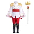 thumbnail image 2 of OBEEII Boys Prince Charming Costume Halloween Cosplay Prince Dress up Birthday Royal Prince Outfits for Toddler Child 5-6 Years Red 7pcs, 2 of 8