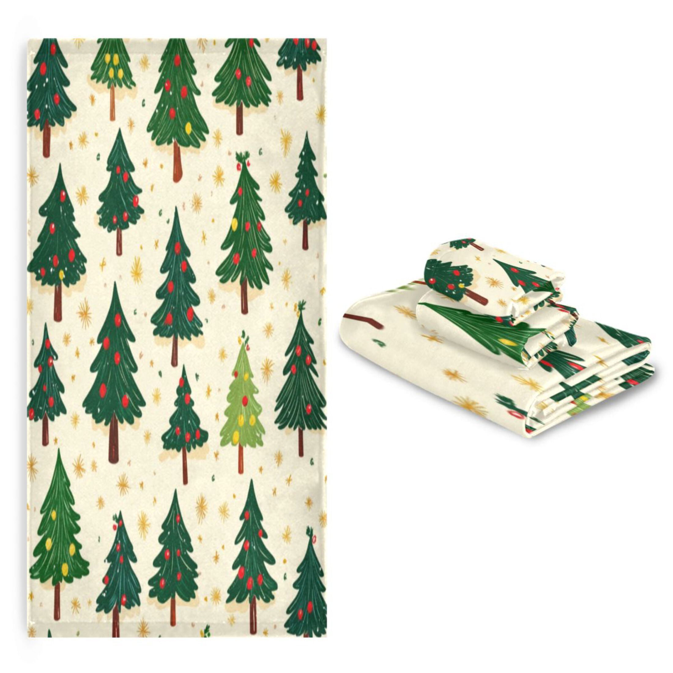 Three-Piece Towel Set Face Towel Towel Set Hand Towel Bath Towel Cotton Bath Towels Bath Towel Sets Hand Bath Towels Green Christmas Tree