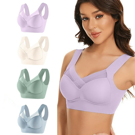 Cavosen Plus Size Bras for Women Wireless Wireless Bras Push Up Full Coverage Lightly Padded Stretch Bralettes Wide Straps Tshirt Everyday Underwear