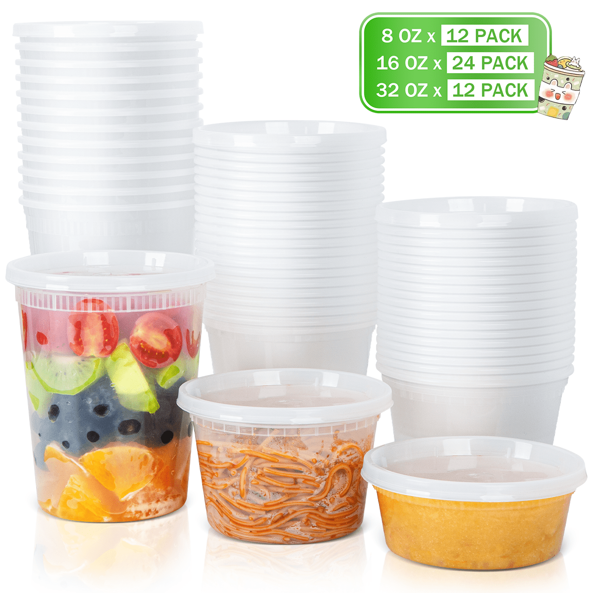 GPED Deli Containers with Lids 48 Sets, Food Storage Containers with Lids, Soup Containers for Restaurant, Stackable Plastic Containers, Meal Prep Containers, Leakproof, Freezer/Dishwasher/Microwave