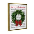 thumbnail image 3 of Stupell Industries Merry Christmas Song Wreath Graphic Art Metallic Gold Floating Framed Canvas Print Wall Art, Design by Lettered and Lined, 3 of 6
