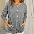thumbnail image 5 of Fmbrln Womens Trendy Solid Knitted Cardigan Sweaters Long Sleeve Button Open Front Cardigans Casual Loose Comfy Cardigan Coat with Pockets Gray XL, 5 of 5