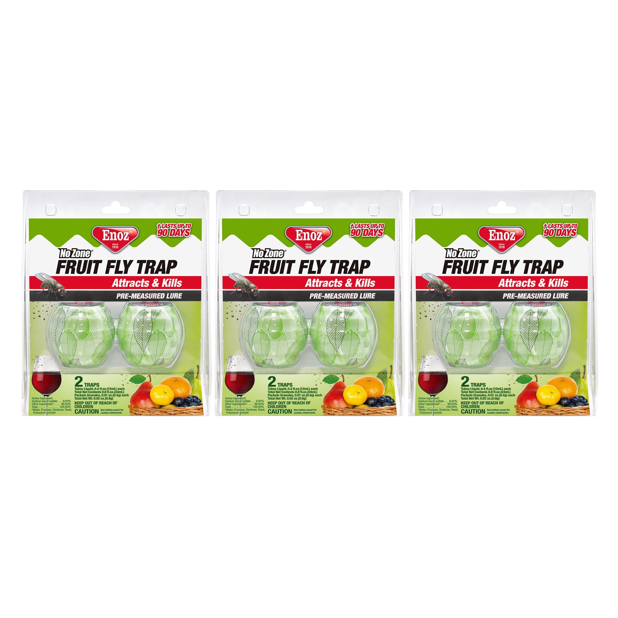 (3 Pack) Enoz Fruit Fly Trap Kitchen Fruit Fly Trap 0.4 oz, 2 Ct
