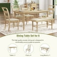 thumbnail image 3 of ARCTICSCORPION 6-Piece Kitchen Brekfast Furniture Set, Retro Style Dining Table Chairs Set with Turned Legs Upholstered Dining Chairs and Bench for 6, Natural+White, 3 of 9