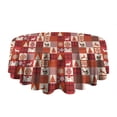 thumbnail image 5 of Red Christmas Patchwork Pattern Round Tablecloth 60"x60",Wrinkle Wipeable Table Cloth for Kitchen Dining Room Picnic Patio Party, 5 of 6