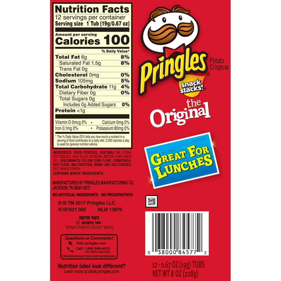 Pringles Snack Pack Nutrition Facts Nutrition Ftempo