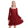 thumbnail image 4 of IBTOM CASTLE Teen Girl Sparkly Long Sleeve Formal Party Dress Junior Christmas Halloween Glitter Holiday Dress Tween Fancy Birthday Sneaker Ball Gown Red, 4 of 7