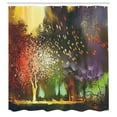 thumbnail image 3 of Ambesonne Fantasy Shower Curtain, Mysterious Trees Birds, 69"Wx70"L, Yellow Purple, 3 of 5