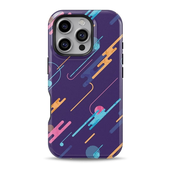DesignSkinz Scratch-Resistant Hard Slim Case Compatible with iPhone 16 (Compatible with MagSafe) - Retro Shapes Pattern