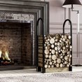 thumbnail image 4 of Fire Beauty Kit de Support Réglable pour Support de Bois de Chauffage Support de Rangement pour Bois de Cheminée, Poudre Noire, Acier Revêtu, Extérieur et Intérieur, 4 of 5